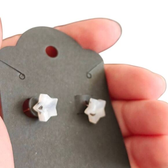 Faux Marble Star Stud Earrings - Picture 2 of 4